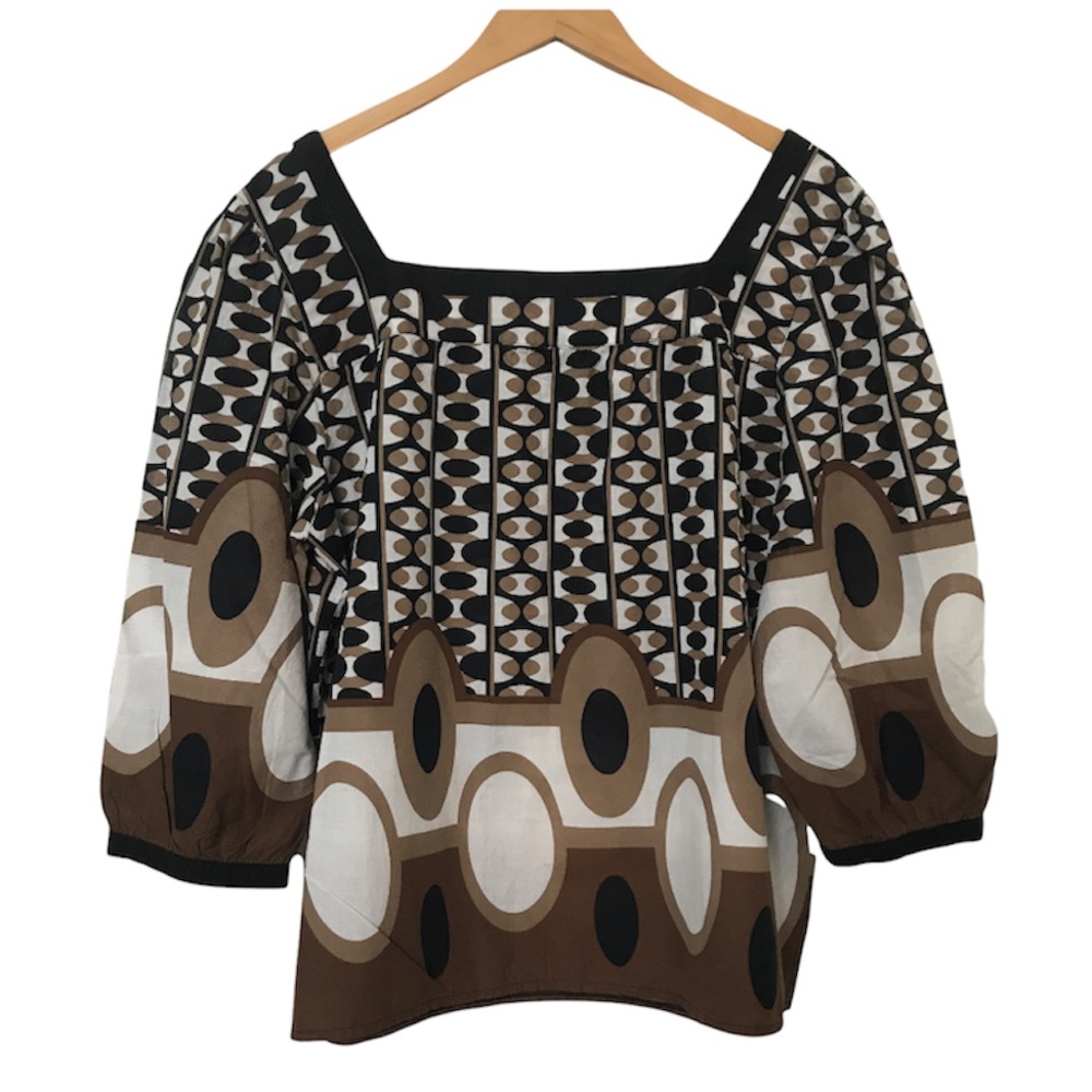 Mario Serrani Funky Square Neck 3/4 Sleeve Mod MCM Style Top Size XL